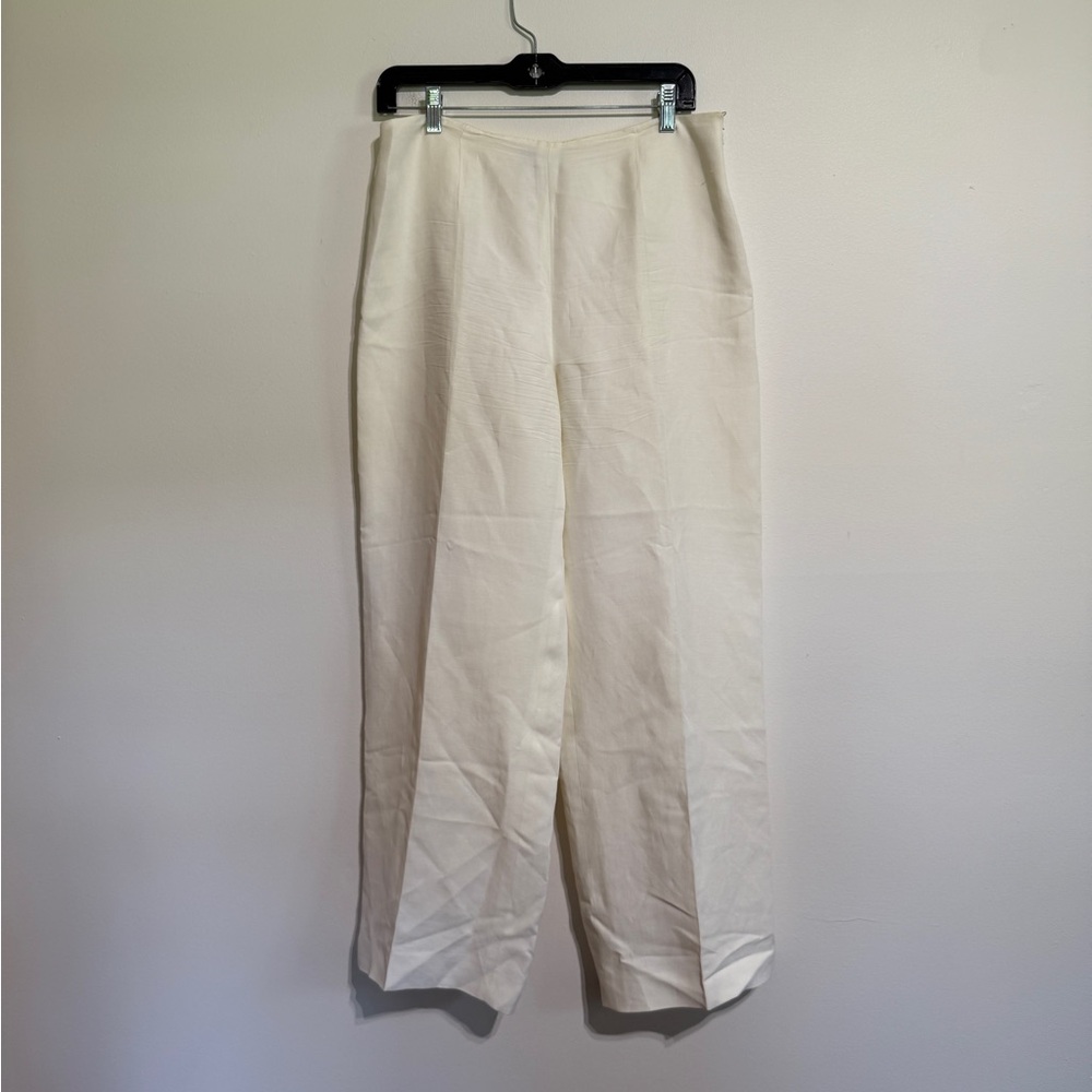 Ann Taylor Ivory Trousers, linen blend, 10 petit